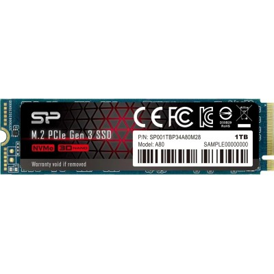 Silicon Power A80 NVMe SSD 1TB PCIe 3.0 3400MB/sM.2 2280