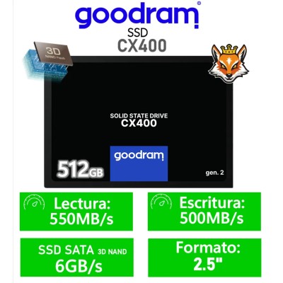 Goodram CX400 Gen2 512GB SSD 2.5" a 550MB/s SATA 6GB/s con 3D