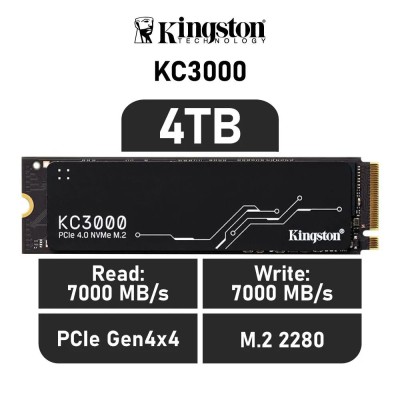 Kingston KC3000 SSD 4TB PCIe 4.0 NVMe a 7000MB/s M.2 2280 con