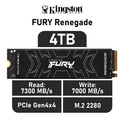 Kingston FURY RENEGADE SSD 4TB PCIe 4.0 NVMe a 7300MB/s M.2