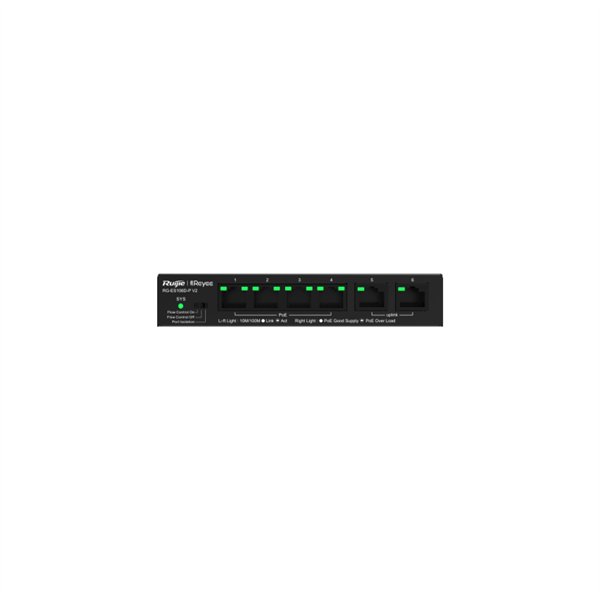 Ruijie Networks RG-ES106D-P V2 switch No administrado Fast Ethernet (10/100) Energía sobre Ethernet (PoE) Negro