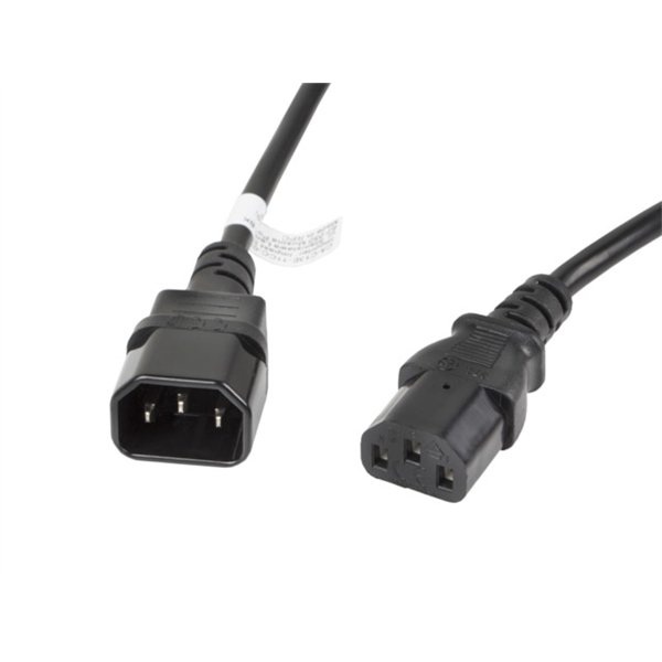 Lanberg CA-C13E-11CC-0030-BK cable de transmisión Negro 3 m C13 acoplador C14 acoplador