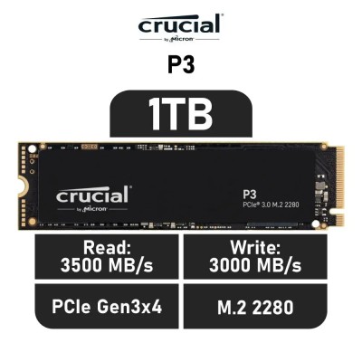 Crucial P3 SSD 1TB NVMe a 3500MB/s PCIe 3.0 M.2 2280