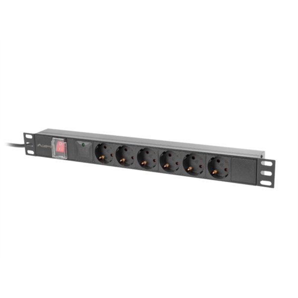 Lanberg PDU-06F-0200-BK unidad de distribución de energía (PDU) 6 salidas AC 1U Negro