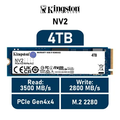 Kingston NV2 SSD 4TB NVMe PCIe 4.0 3500MB/s M.2 2280