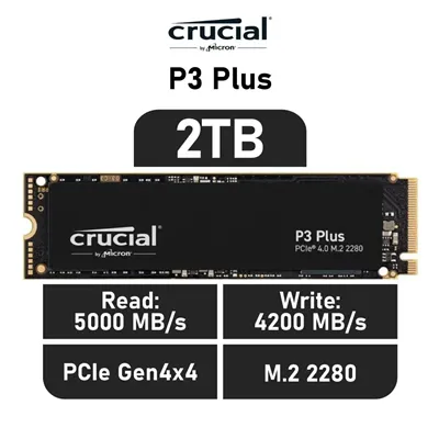 Crucial P3 Plus SSD 2TB NVMe a 5000MB/s PCIe 4.0 M.2 2280