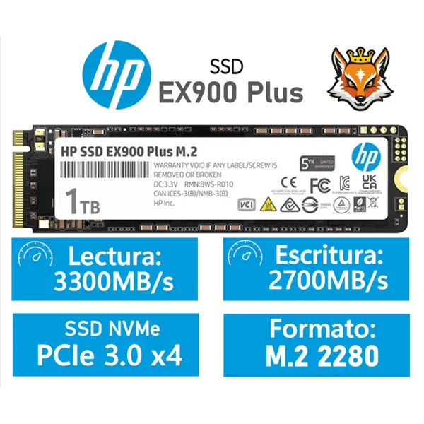 HP EX900 Plus 1TB SSD PCIe 3.0 NVMe a 3300MB/s