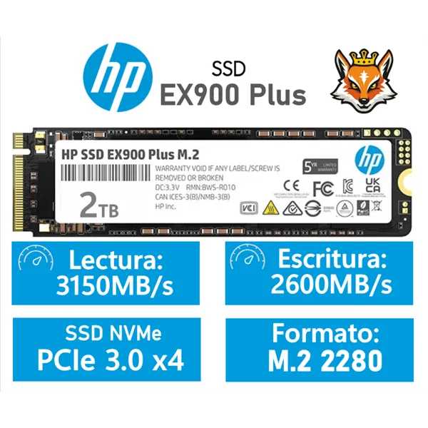 HP EX900 Plus 2TB SSD PCIe 3.0 NVMe a 3150MB/s