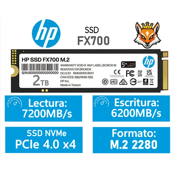 HP FX700 2TB SSD PCIe 4.0 NVMe a 7200MB/s