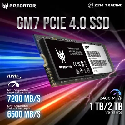 Acer Predator GM7000 Disipador SSD NVMe 2TB a 7400MB/s PCIe 4.0