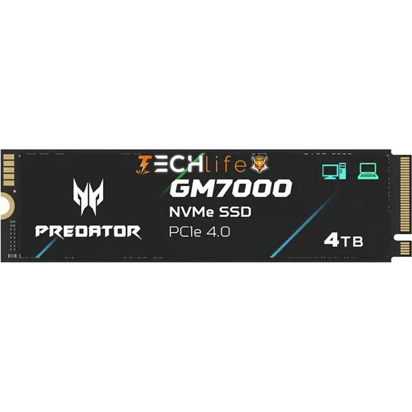 Acer Predator GM7000 Disipador SSD NVMe 4TB a 7400MB/s PCIe 4.0 M.2 2280