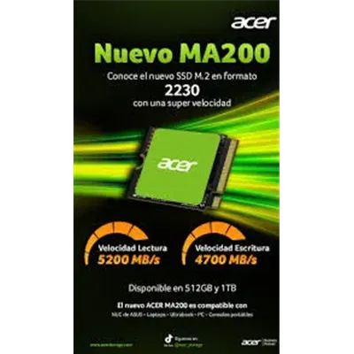 Acer MA200 SSD NVMe 512GB a 5000MB/s PCIe 4.0 M.2 2230