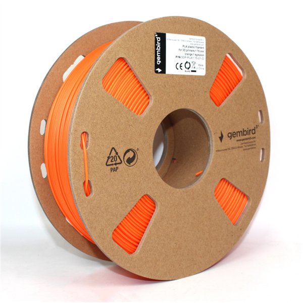 Gembird 3DP-PLA1.75-01-O material de impresión 3d Ácido poliláctico (PLA) Naranja 1 kg