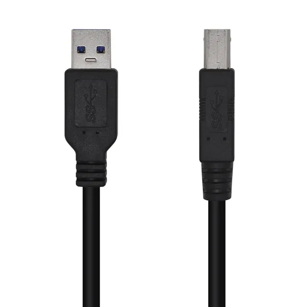 Cable USB 3.0 Impresora Aisens A105-0444/ USB Tipo-B Macho - USB Macho/ 2m/ Negro