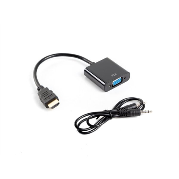 Lanberg AD-0017-BK adaptador de cable de vídeo 0,2 m VGA (D-Sub) HDMI tipo A (Estándar) Negro