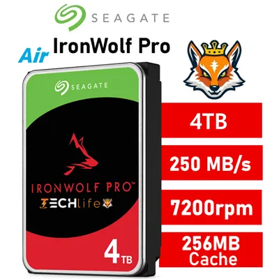 Seagate 4TB IronWolf Pro NAS 7200rpm HDD 3.5" SATA 6GB/s 256MB