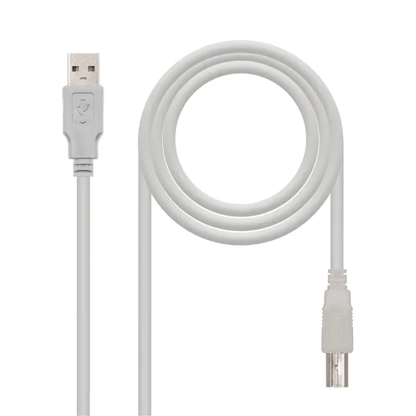 Cable USB 2.0 Impresora Nanocable 10.01.0103/ USB Tipo-B Macho - USB Macho/ 1.8m/ Beige