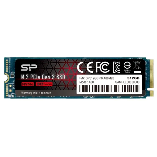 Silicon Power A80 NVMe SSD 512GB PCIe 3.0 3400MB/sM.2 2280