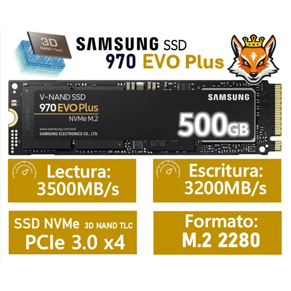 Samsung 970 EVO Plus 500GB SSD PCIe 3.0 NVMe a 3500MB/s