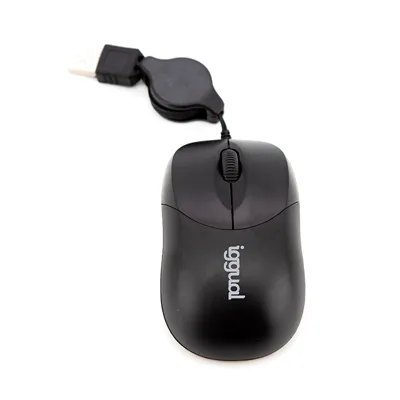 Iggual Ratón retráctil Mini 800 DPI, 3 botones USB, Negro