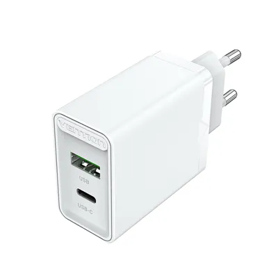 Cargador de Pared Vention FBBW0-EU/ 1xUSB Tipo-C/ 1x USB/ 20W