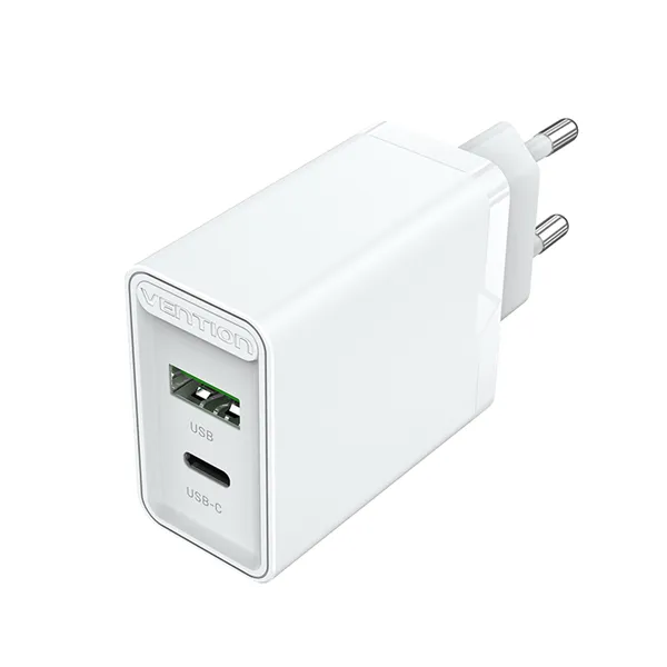 Cargador de Pared Vention FBBW0-EU/ 1xUSB Tipo-C/ 1x USB/ 20W