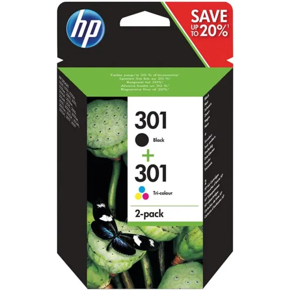 HP 301 Multipack Ahorro Negro y Tricolor N9J72AE - Cartuchos de Tinta Originales