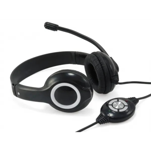 Headset Conceptronic Chatstar2u2b Usb Microfono Flexible Control De Volumen Color Negro/blanco