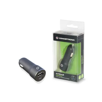 Cargador De Coche Conceptronic Althea03b Usb-c + Usb A 5v/2.4a