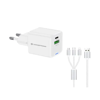 Cargador De Pared Conceptronic Usb-c X1 Usb-ax1 Quickcharge 3.0