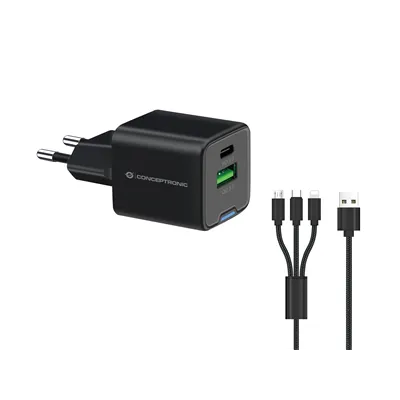 Cargador De Pared Conceptronic Usb-c X1 Usb-ax1 Quickcharge 3.0