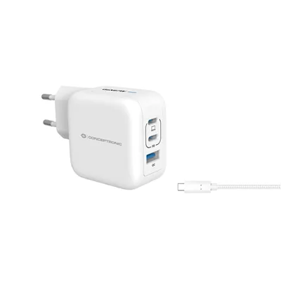 Cargador De Pared Conceptronic Usb-c X2 Usb-ax1 Quickcharge 3.0