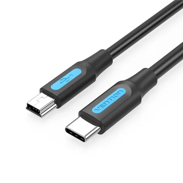 Cable USB 2.0 Tipo-C Vention COWBG/ USB Tipo-C Macho - MiniUSB Macho/ Hasta 10W/ 480Mbps/ 1.5m/ Negro