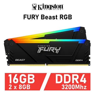 Kingston FURY Beast RGB KIT 16GB DDR4 3200MHz 1.35v CL16 (2x8GB)