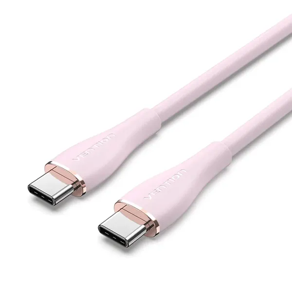 Cable USB 2.0 Tipo-C Vention TAWPF/ USB Tipo-C Macho - USB Tipo-C Macho/ Hasta 100W/ 480Mbps/ 1m/ Rosa