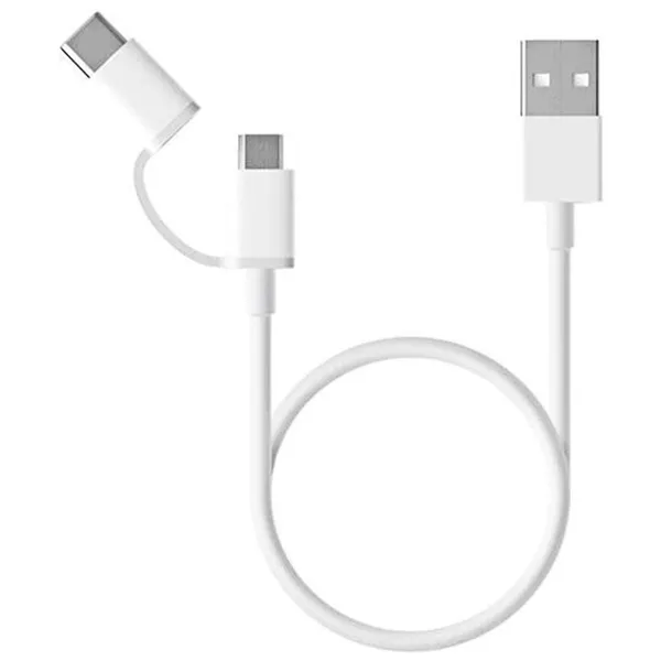 Cable USB 2.0 Xiaomi SJV4083TY/ USB Macho - Micro USB Macho/ USB Tipo-C Macho/ 30cm/ Blanco