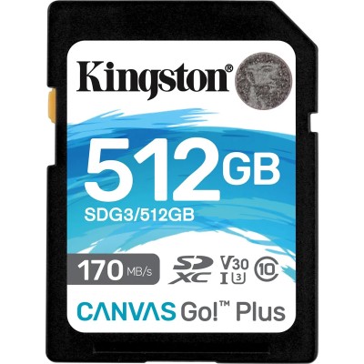 Kingston CANVAS Go! Plus 512GB SD XC UHS-I/U3/C10/ V30 a 170MB/s