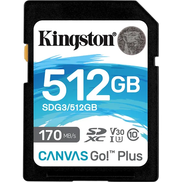 Kingston CANVAS Go! Plus 512GB SD XC UHS-I/U3/C10/ V30 a 170MB/s