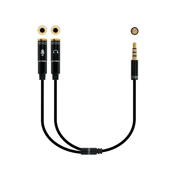 Adaptador Audio Nanocable 10.24.1202/ Jack 3.5 Macho - 2x Jack 3.5 Hembra/ 30cm/ Negro