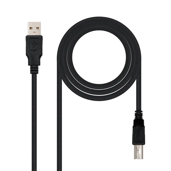 Cable USB 2.0 Impresora Nanocable 10.01.0103-BK/ USB Tipo-B Macho - USB Macho/ 1.8m/ Negro