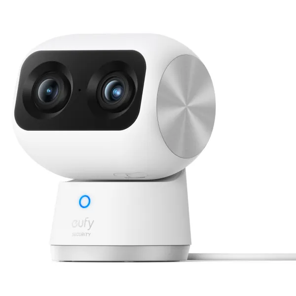 Eufy Security Indoor Cam S350, cámara doble, cámara de seguridad con resolución 4K UHD, zoom de 8× y PTZ de 360°, IA para person