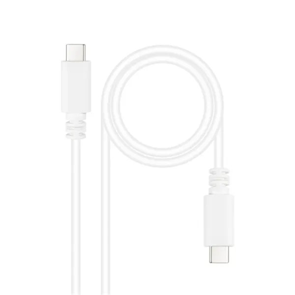 Cable USB 2.0 Tipo-C Nanocable 10.01.2301-L150-W/ USB Tipo-C Macho - USB Tipo-C Macho/ 480Mbps/ 1.5m/ Blanco