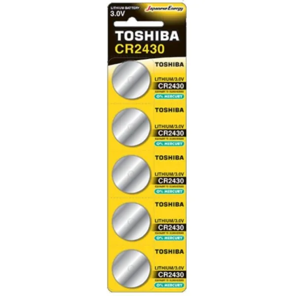 Pack de 5 Pilas de Botón Toshiba CR2430/ 3V/ Alcalinas