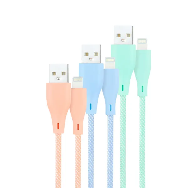 Cables USB 2.0 Lightning Nanocable 10.10.0401-CO1/ USB Macho - Lightning Macho/ 1m/ 3 Unidades/ Rosa, Azul y Verde