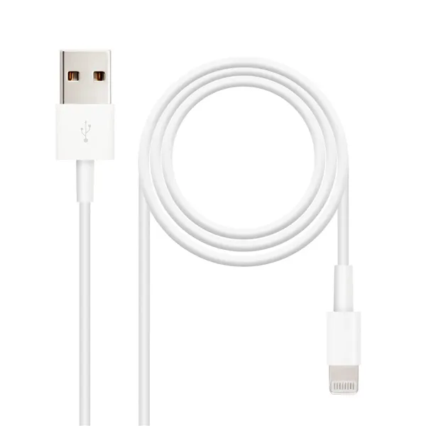 Cable USB 2.0 Lightning Nanocable 10.10.0402/ USB Macho - Lightning Macho/ 2m/ Blanco