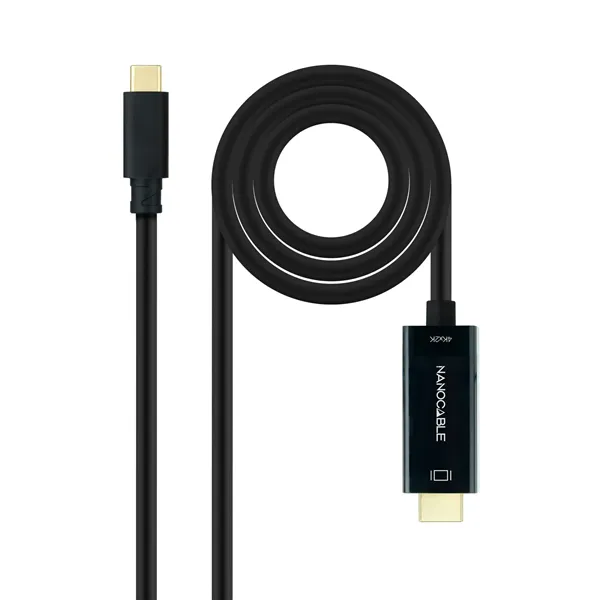 Cable Conversor Nanocable 10.15.5133/ USB Tipo-C Macho - HDMI Macho/ 3m/ Negro