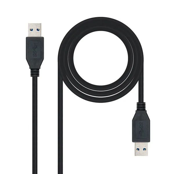 Cable USB 3.0 Nanocable 10.01.1002-BK/ USB Macho - USB Macho/ 2m/ Negro