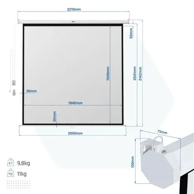 Iggual Pantalla de Proyección Eléctrica 4:3 112" 200X200 cm