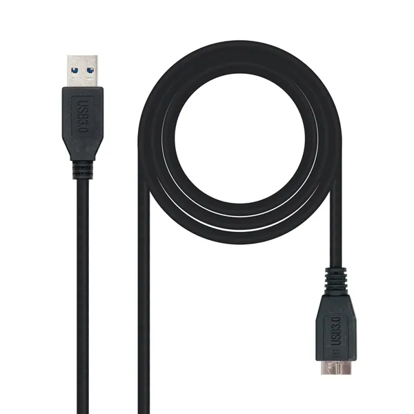 Cable USB 3.0 Nanocable 10.01.1102-BK/ USB Macho - MicroUSB Macho/ 2m/ Negro