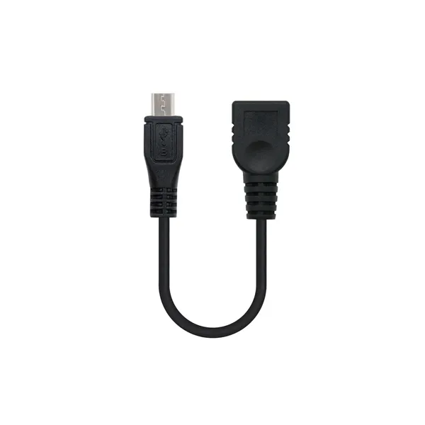 Cable USB 2.0 Nanocable 10.01.3500/ MicroUSB Macho - USB Hembra/ 15cm/ Negro